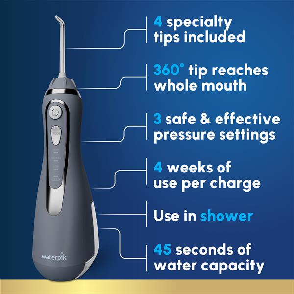 Gray Cordless Advanced 2.0 Water Flosser – Gray (WP-587) - Image 3