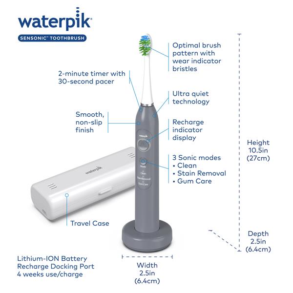 Gray Sensonic™ Electric Toothbrush – Gray (STW-03W027) - Image 3