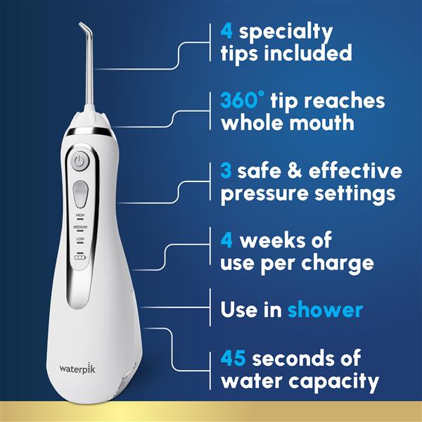 White Cordless Advanced 2.0 Water Flosser – White (WP-580) - Image 3